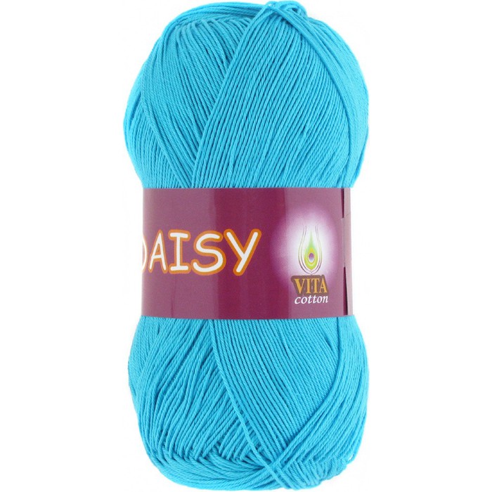Пряжа Vita-cotton "Daisy" 4411 Светло-голубая бирюза 100% мерсеризованный хлопок 295 м 50 м