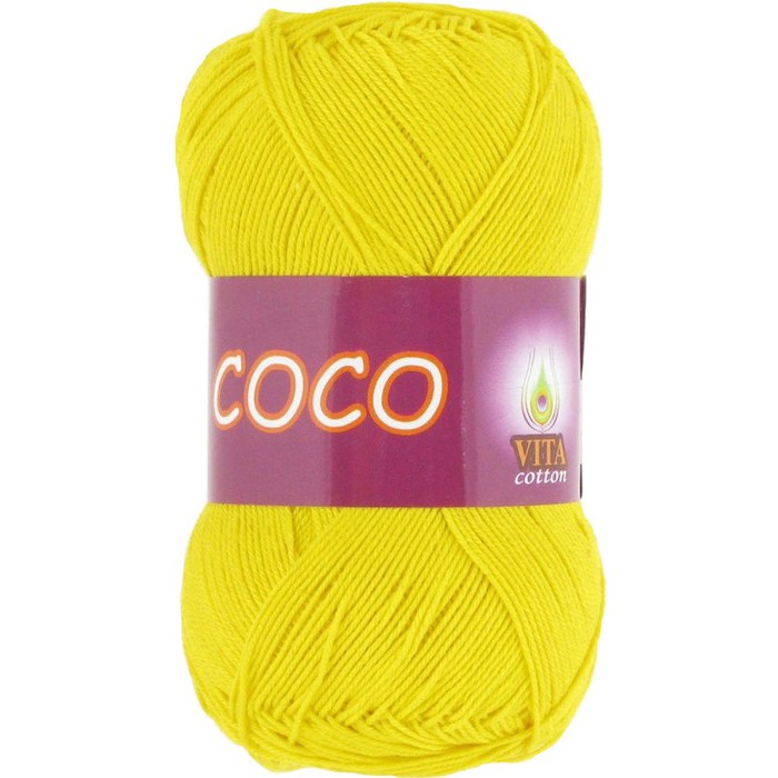 Пряжа Vita-cotton "Coco" 4320 Ярко-желтый 100% мерсеризованный хлопок 240 м 50гр