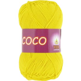 Пряжа Vita-cotton "Coco" 4320 Ярко-желтый 100% мерсеризованный хлопок 240 м 50гр